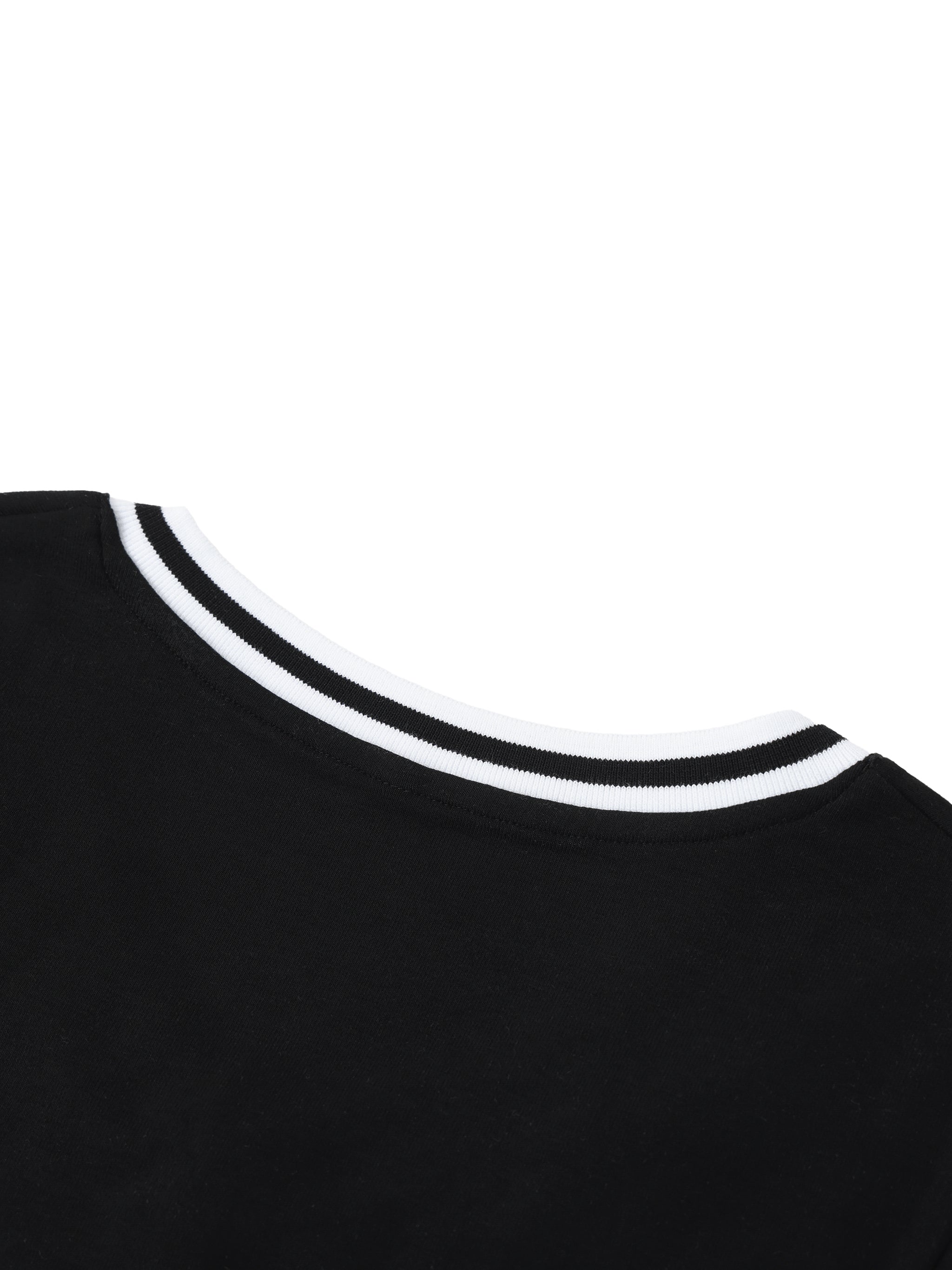Women's Color Block V-Neck Crop T-Shirt