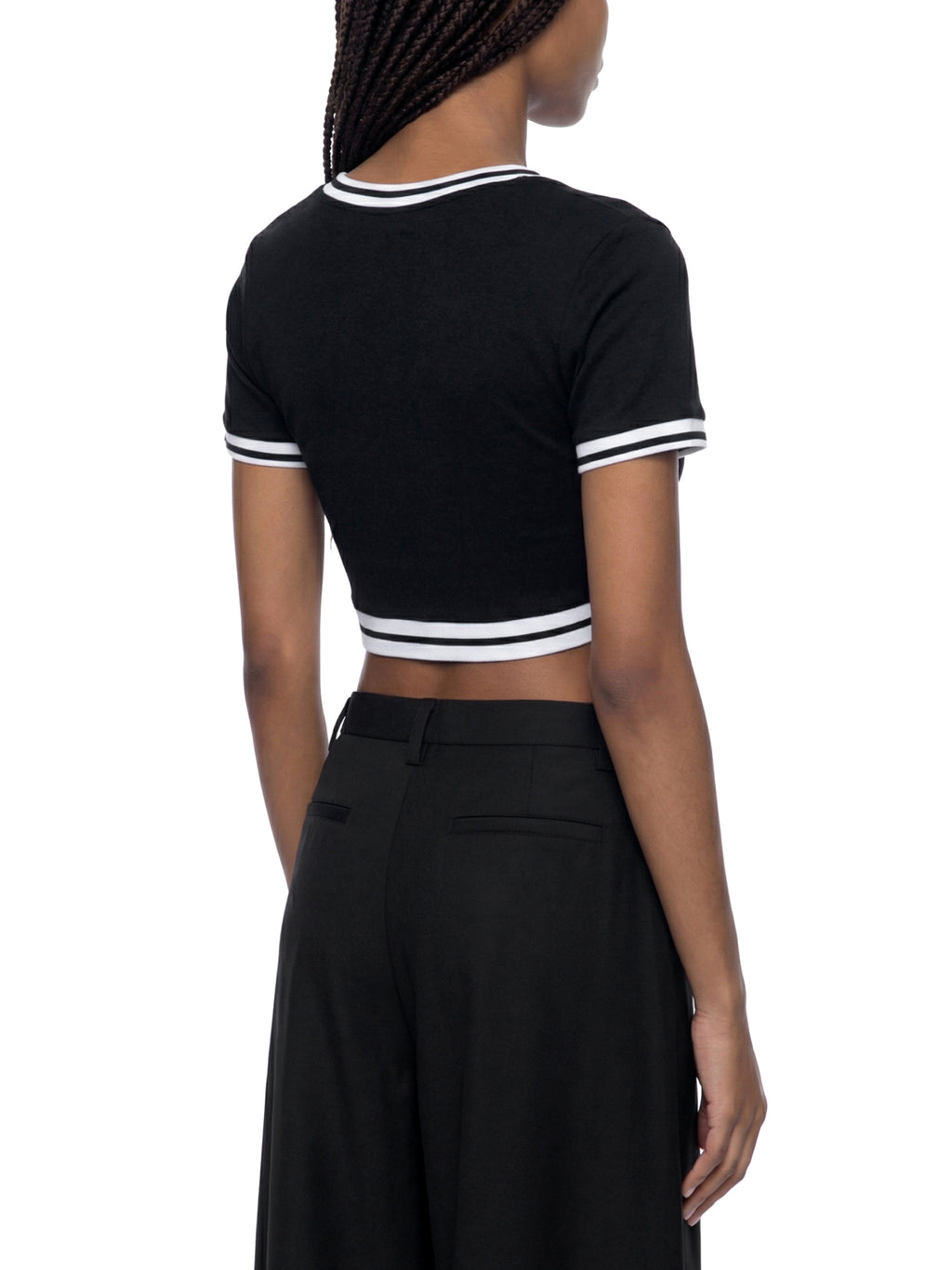 Women's Color Block V-Neck Crop T-Shirt