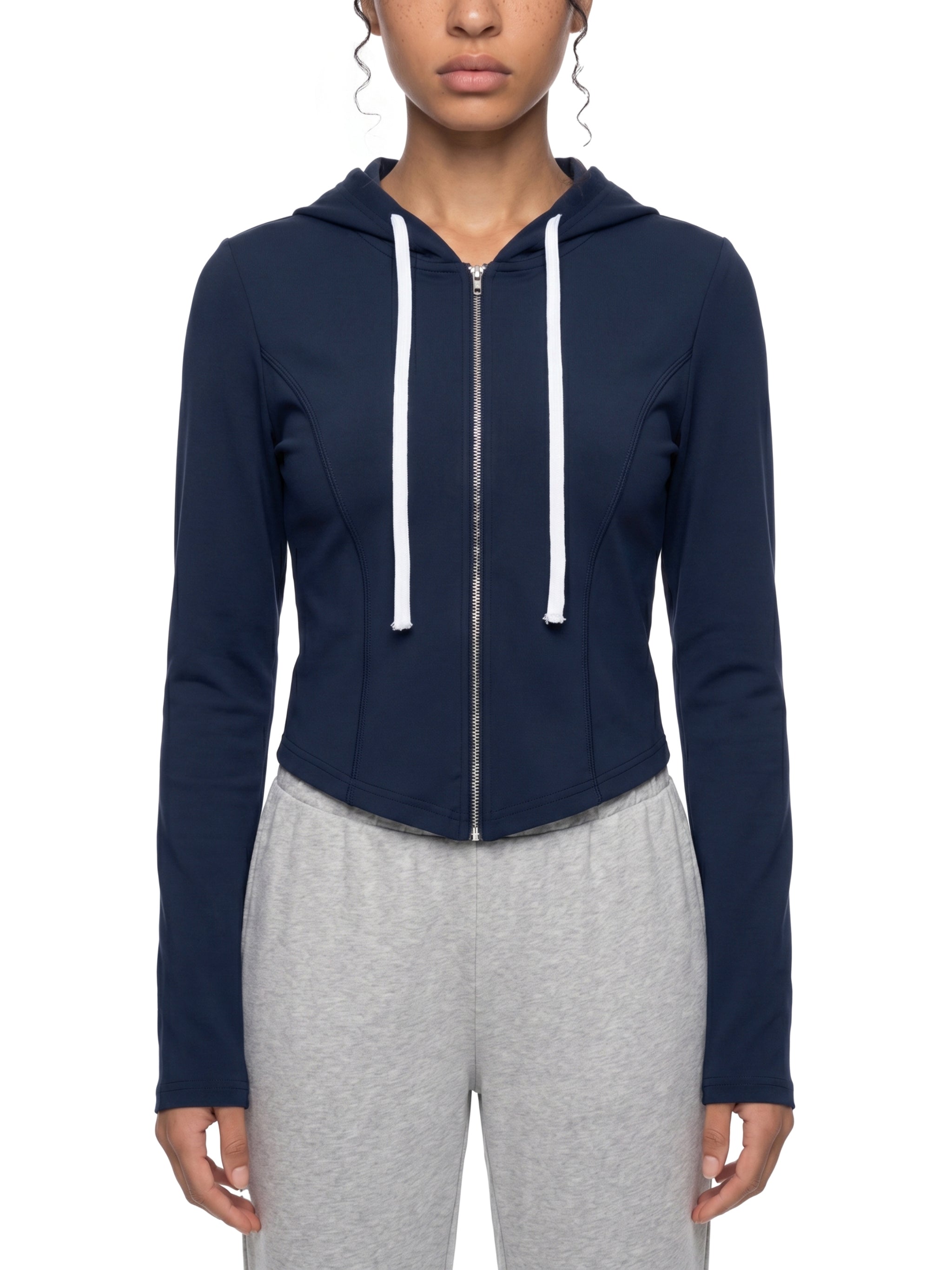 Women's Slim Cropped Full Zip Hoodie
