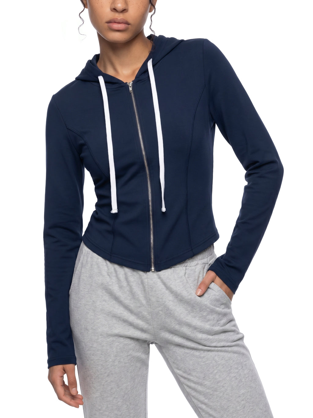 Women's Slim Cropped Full Zip Hoodie