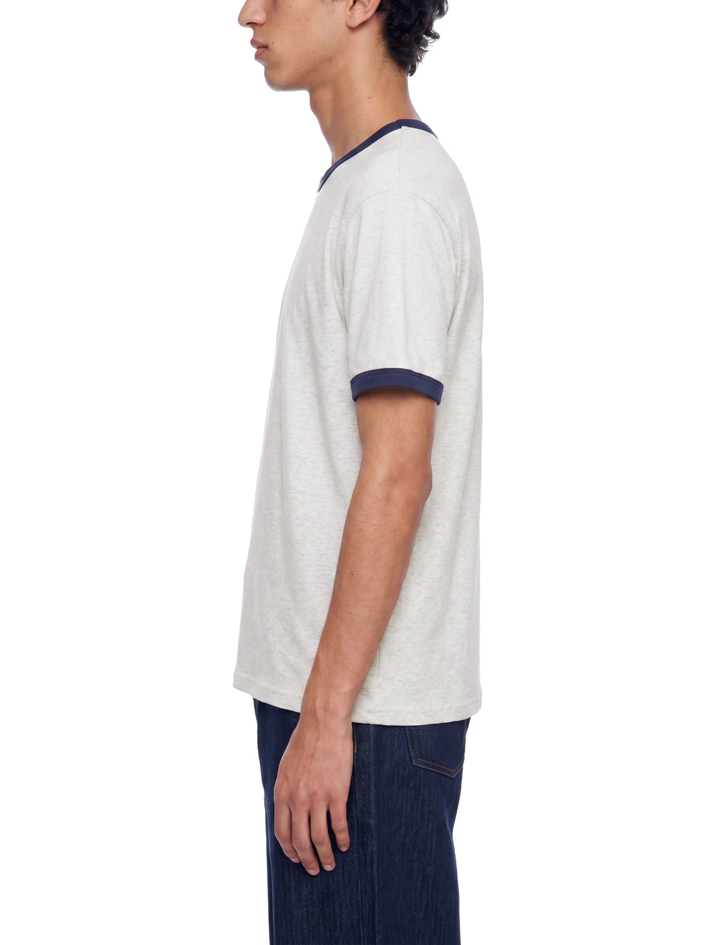 Contrast Edge Ribbed Crewneck T-Shirt