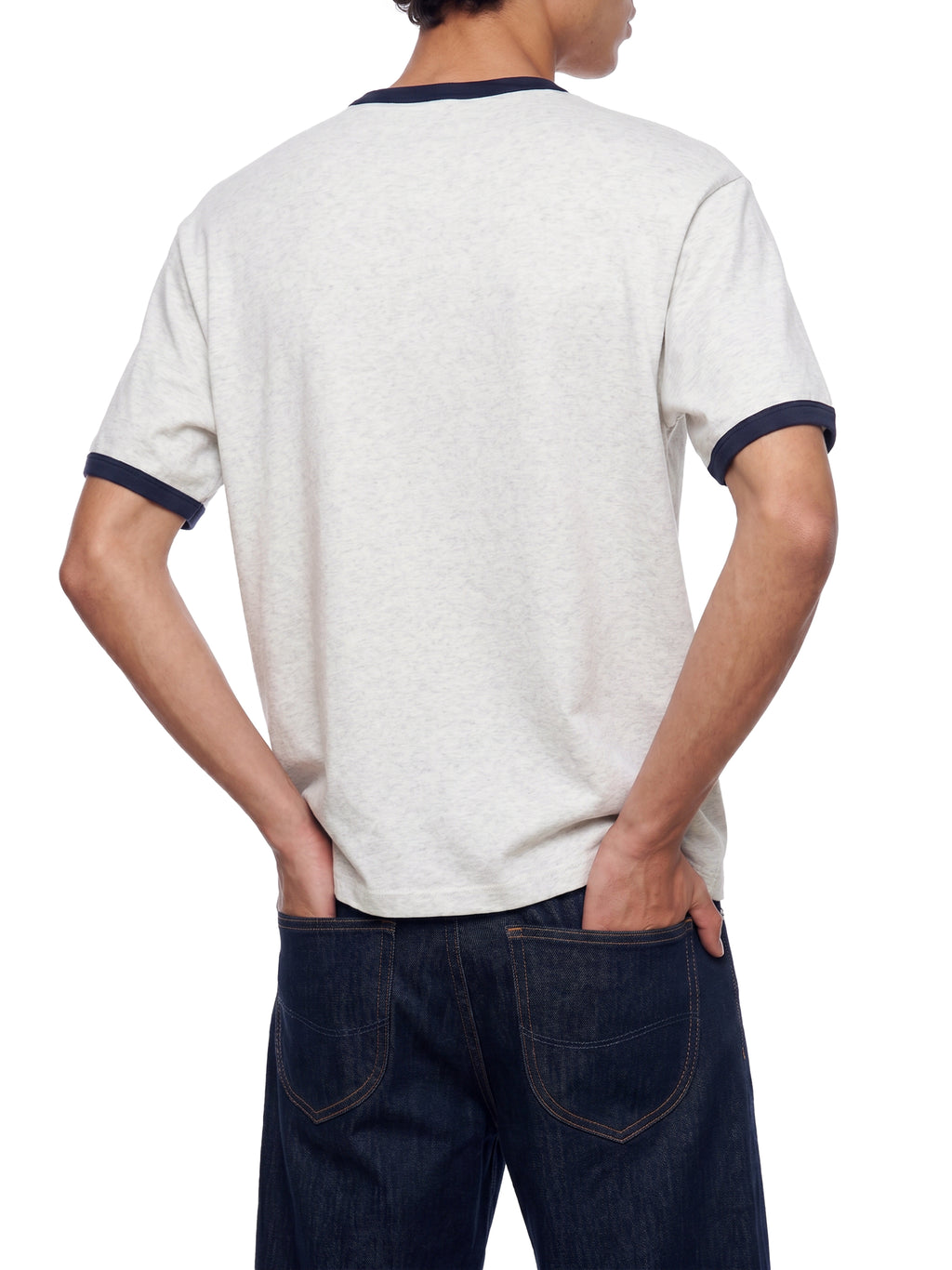 Contrast Edge Ribbed Crewneck T-Shirt