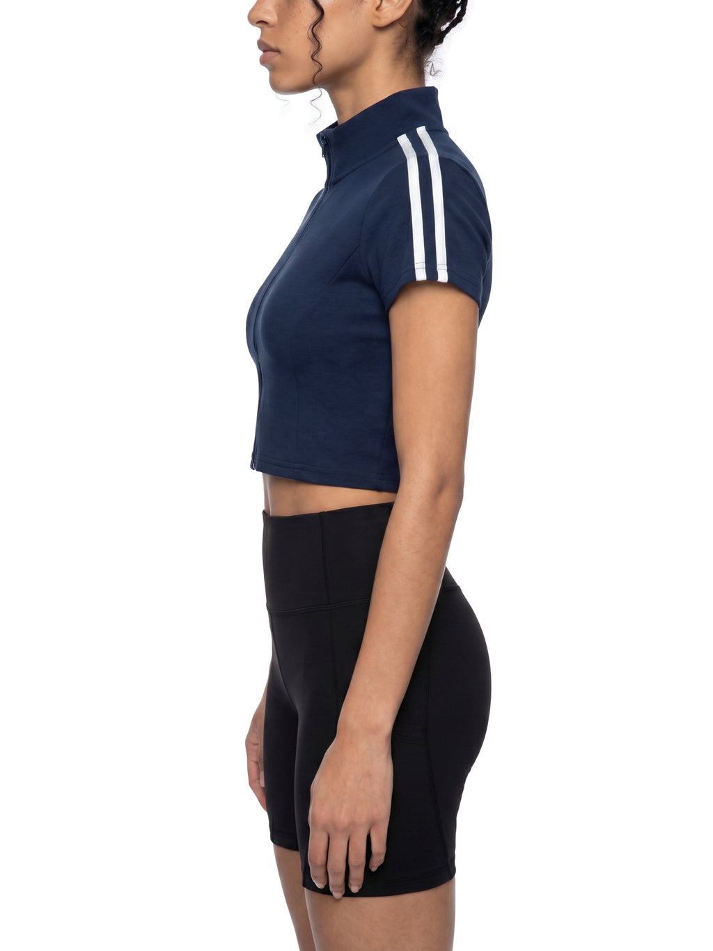 Women's Cropped Full Zip Short Sleeve T-Shirt