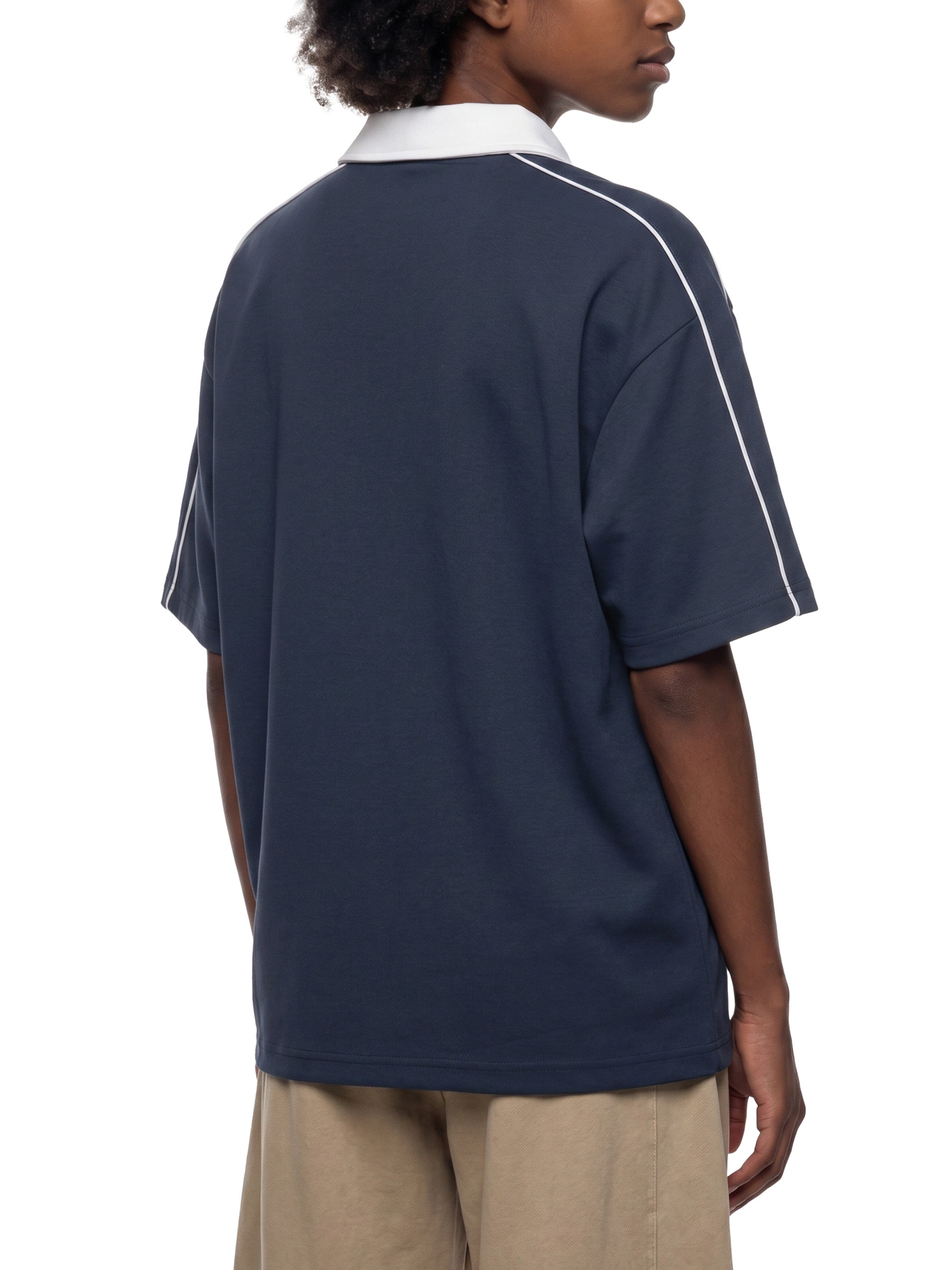 Contrast Collar Short-Sleeve Polo Shirt