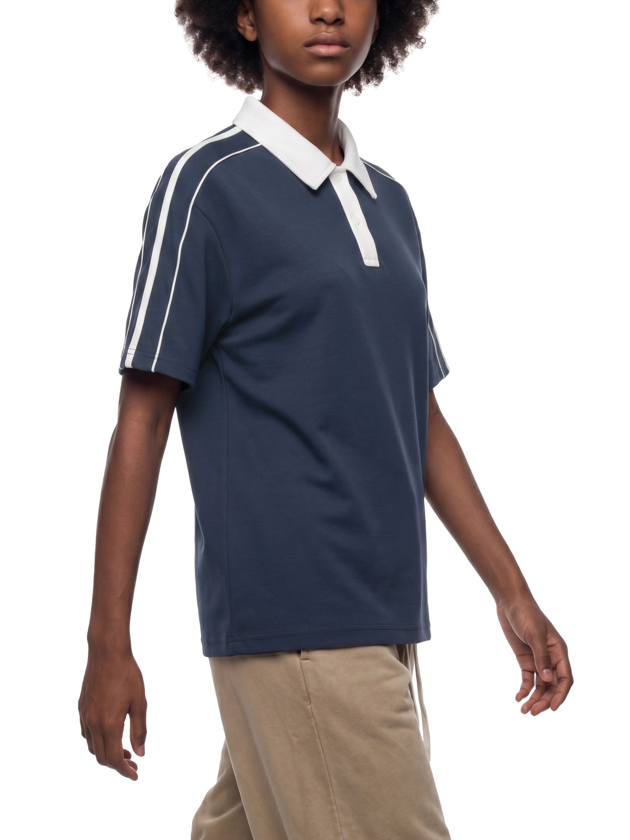 Contrast Collar Short-Sleeve Polo Shirt