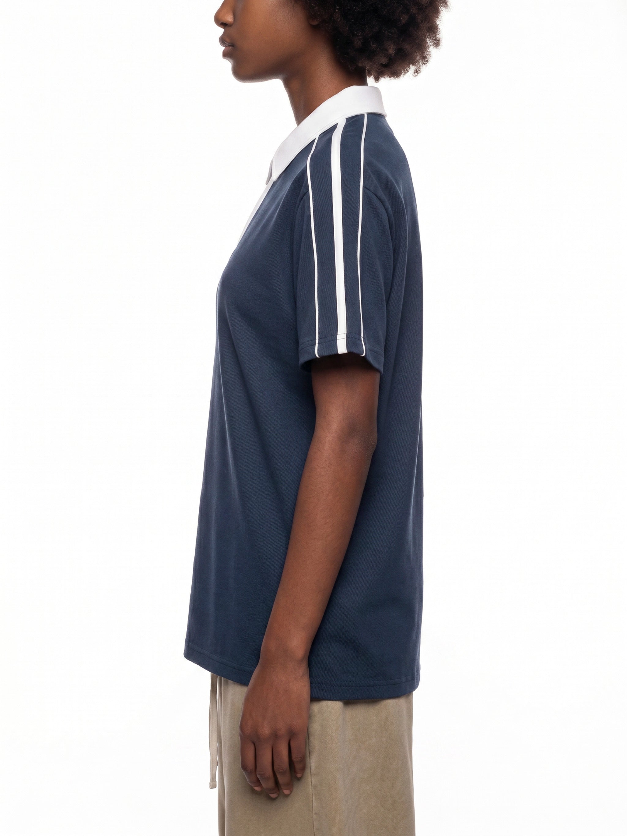 Contrast Collar Short-Sleeve Polo Shirt