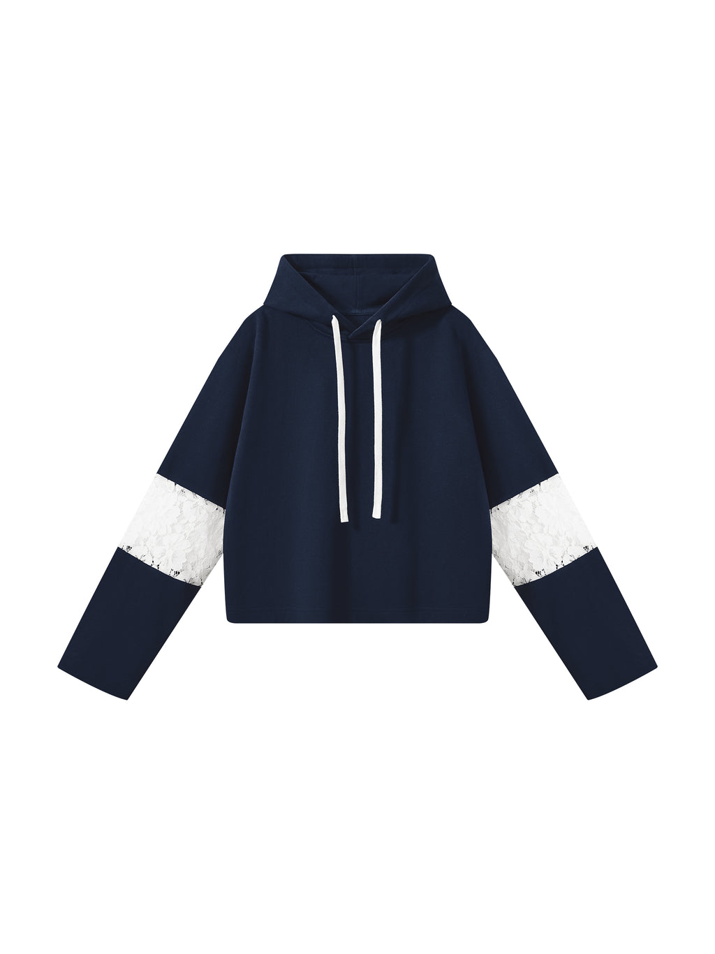 Women’s Cropped Lace-Panel Hoodie