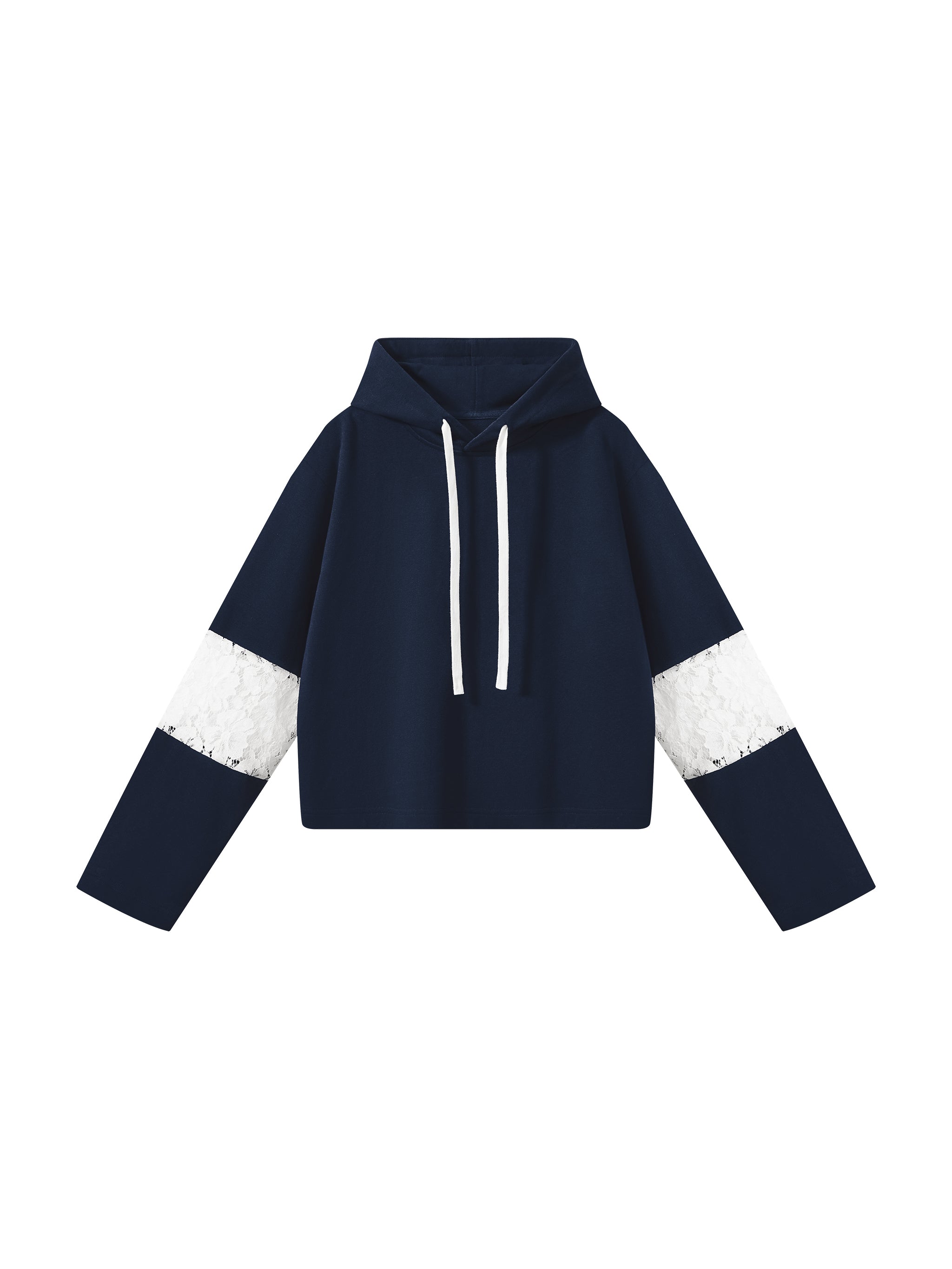 Women’s Cropped Lace-Panel Hoodie
