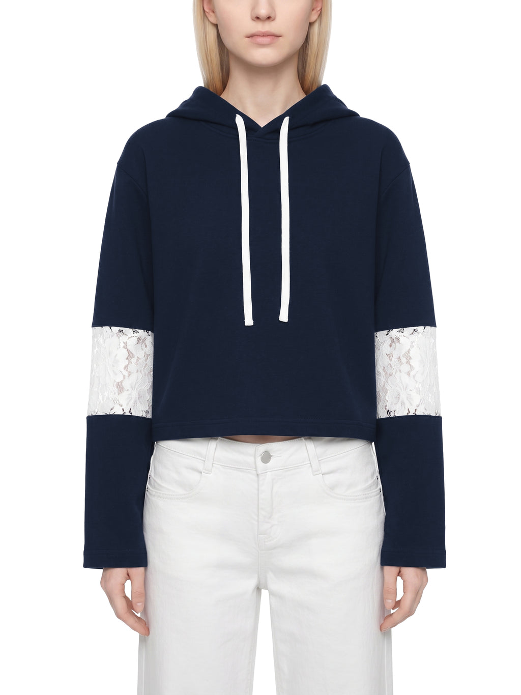 Women’s Cropped Lace-Panel Hoodie
