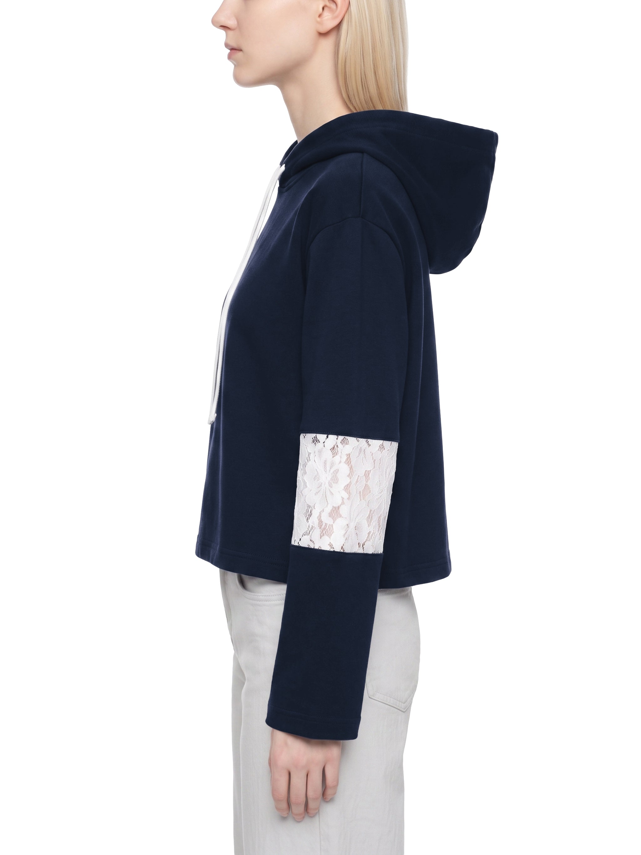 Women’s Cropped Lace-Panel Hoodie